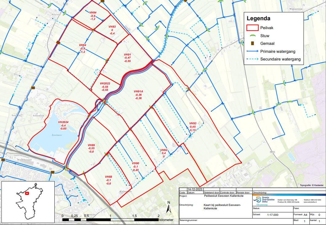 Overzichtskaart Peilbesluit Eeseveen-Kallenkote